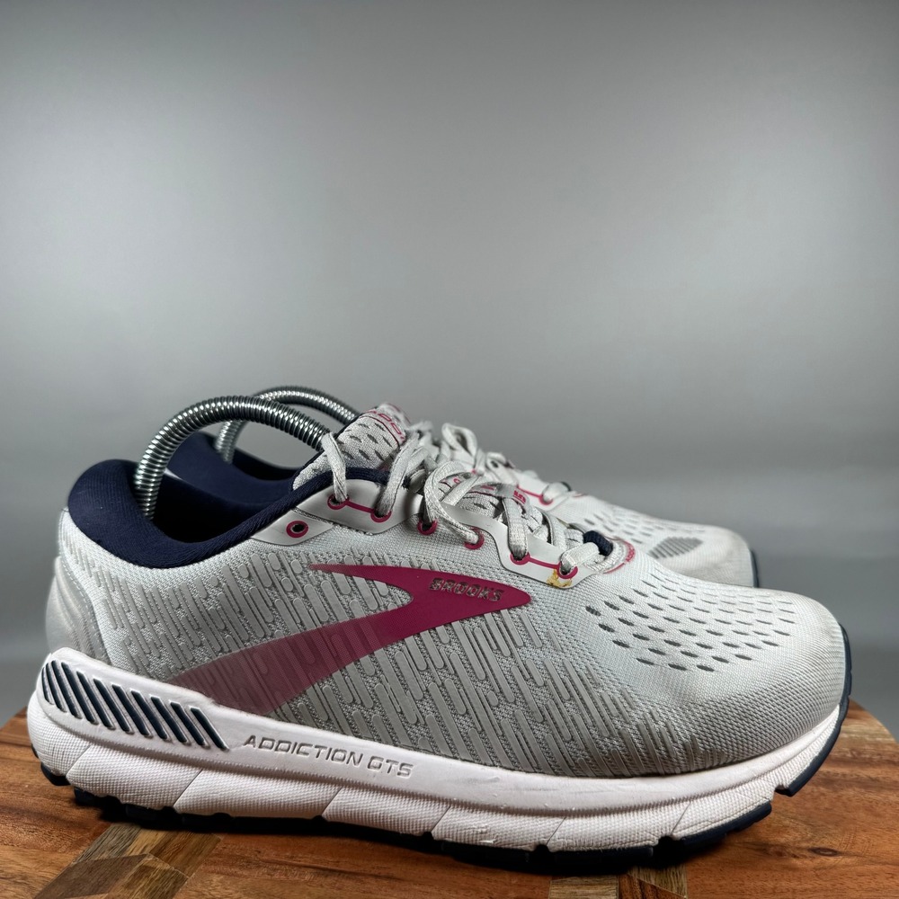Brooks Addiction GTS 15 Womens 9.5 Extra Wide 2E Grey Pink Running Shoes
